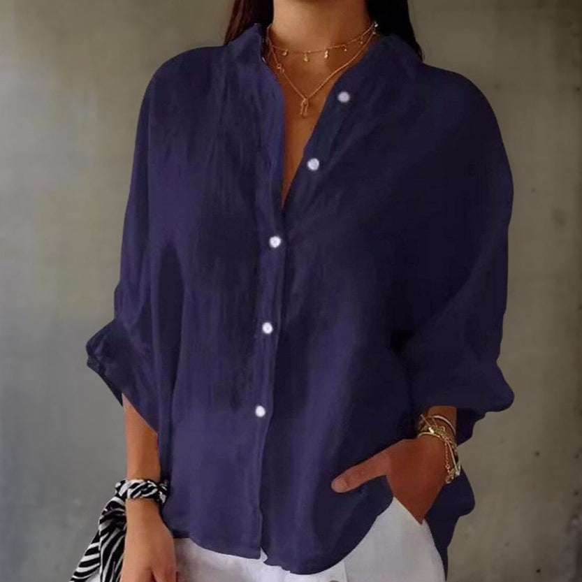 LINDA™ - ELEGANT LINEN POLO BLOUSE